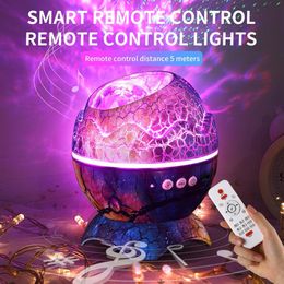sound remote UK - USB Star Night Light Music Starry Water Wave LED lights Remote Bluetooth Colorful Rotating Projector Sound-Activated Decor Lamp274H