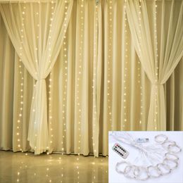 Remote led Curtain string lights USB powered fairy lights garland led wedding party christmas for window Home outdoor decor 201203