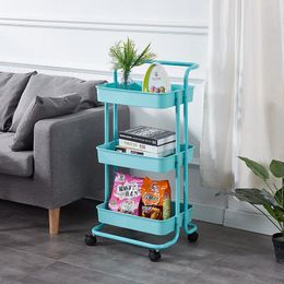 Hooks & Rails Shelf Floor Multi-layer Cart Storage Rack Snack Bathroom Kitchen Vegetable Movable Folding RackHooks