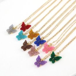 Pendant Necklaces Korean Colorful Butterfly Necklace For Women Girls Gold Color Butterflies Choker Jewelry GiftPendant