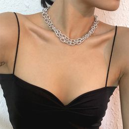 Goth Cuban Curb Chunky Thick Chain Necklace for Women Fashion Statement Big Twisted Lock Link Choker Jewellery Steampunk Men