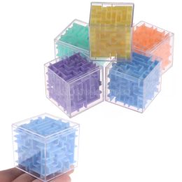 DHL fast 8cm big size 3D Maze Magic Cube Six-sided Puzzle Speed Cube Rolling Ball Game Cubos Transparent for Children Educational