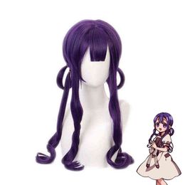cute anime halloween costumes Canada - Anime Wig Dark Purple Female Growth Hair Cute Halloween Costume Party Role-playing Props Synthetic Heat-resistant Wig AA220317