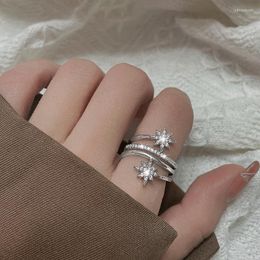 Wedding Rings Fashion European And American Style Flash Diamond Rice Star Ring Female Multi-layer Surrounding Meteor Index RingWedding Edwi2