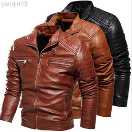 Men Leather Jacket Men Motorcycle Biker Pocket Pu Leather Jacket Men Warm Jacket High Quality Leather Outfit L220801