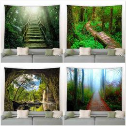 Tapestry Natural Forest Landscape Large Wall Decor Tapestry Hippie Hanging Bohe