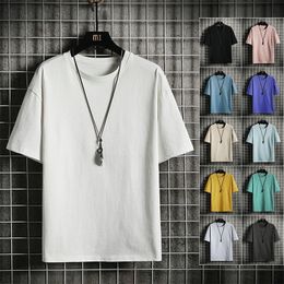Summer New Mens T Shirts Daily Casual Short Sleeve Basic T Shirt Men 100% Cotton O-Neck Tops Tees Black White Yellow M-4XL 210412