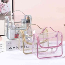 PVC transparent cosmetic bag female ins style portable simple waterproof travel storage wash 220518