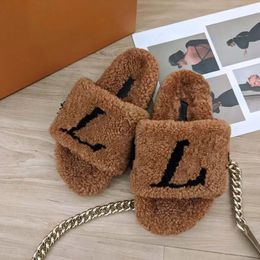 Designer Flats Fur slides soft warm Slippers Classic Sandals Famous Fashion Latest fluffy slipper for womens autumn winter indoor men letter wool shoe high quality