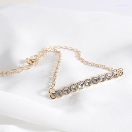 Link Chain Exquisite Shiny Rhinestone Bracelet For Women Charming Gold Color Hand Accessories Fashion Ladies Wedding Party Jewelry