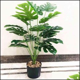 70Cm 18 Fork Artificial Monstera Bunch Tropical Green Palnts Branch Store Flower El Office Year Home Decor Accessories Drop Delivery 2021 De