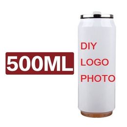 500ML Thermos Cola Can DIY PO Name TEXT Colorful Printing Customize Personalize Gift Keep Cold Cool for Summer Drink Tea 220608