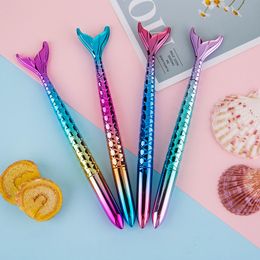 Mermaid Pen Gift Stationery Fish Ballpoint Pens Creative School Office Business Writing Supplies Students Prize black blue ink 1mm 0.5mm