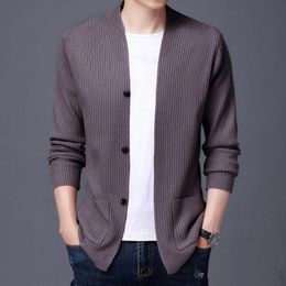 Men's Sweaters Men's Spring And Autumn Knitwear Cardigan Solid Colour Outerwear Thin Three-Button Casual SweaterMen's