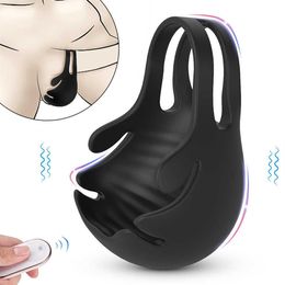 Vibrating Penis Massager Ring Sex Toys for Men Scrotum Bind Male Chastity C2536