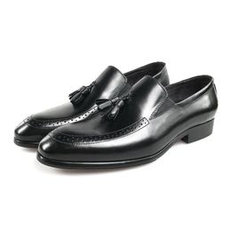 Leather Business 8378 Loafersmens Dress Slip On Tassel Italian Designer Formal Shoes For Wedding Oxfords