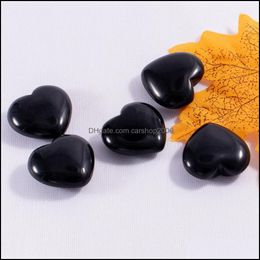 Stone Loose Beads Jewelry Natural 25Mm Non-Porous Heart Black Onyx Chakra Healing Guides Meditation Ornaments Acce Dhvuj