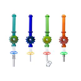 Paladin886 NC083 Hookah Smoking Pipes Wig Wag 10mm Ceramic Quartz Nail Keck Clip Dab Rig Glass Hand Pipe Heady Colour Smooth Airflow