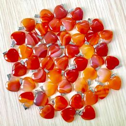 Natural Red Stone 20mm heart Charms Opal Rose pink Quartz Chakra Healing Pendants for Necklace earrrings Jewellery Accessories Making Findings