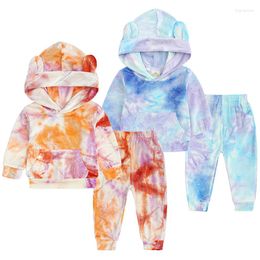 Clothing Sets Born Baby Clothes Set Spring Autumn Long Sleeve Velvet Hoodies Pants 2Pcs Outfits Fashion Tie-dye Print Kids Boys Girl SuitClo