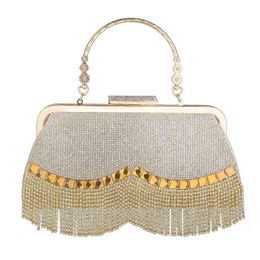 Evening Bags Rhinestone Handbags for Women 2022 Luxury Designer Shopper Wallet Fashion Elegant Tassel Pearl Clutch Crossbody Bag 220705