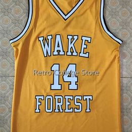 Xflsp #14 Tyrone Bogue Wake Forest Demon Deacons Vintage Throwback Basketball Jerseys,Retro Men's Customised Embroidery and Stitched Jersey