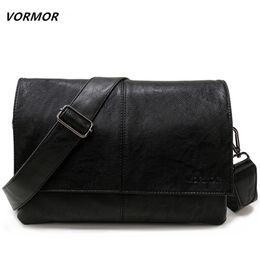 VORMOR Brand Casual lope Handbag Mens Leather Shoulder Crossbody Bag Business Satchel Men Messenger Bags Y201224