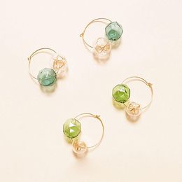 Hoop & Huggie Original Irregular Glass Ball Earrings Jewellery For Women Unique Green Bubbles Fairy Cute Gold Tone 2022 FashionHoop