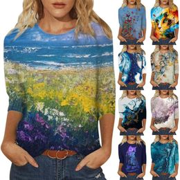 Women's T-Shirt Long Sleeve Plain Shirt Women Casual Tops Shirts 3/4 Pullover Trendy Soft Comfy Round Spring Neck WomenWomen's