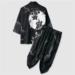Men's Tracksuits Casual Men Random Print Graphic Kimono & Pants Without Tee 2022 For Street Haori Loose Taoist Robe Mens S275Men's