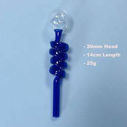 30mm Bubbler Head Spring Shape Glass Oil Burner Smoking Pipe Mix Colours