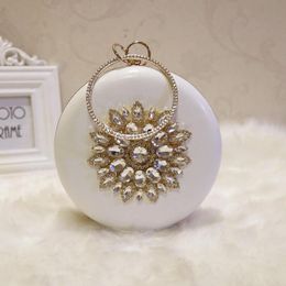 Evening Bags Women's Round Beaded Diamond Birthday Bridal Wedding Wrist Bag Clutches Purse Sac Main FemmeEvening