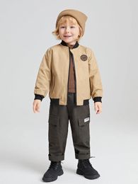 Toddler Boys Letter Patched Bomber Jacket SHE