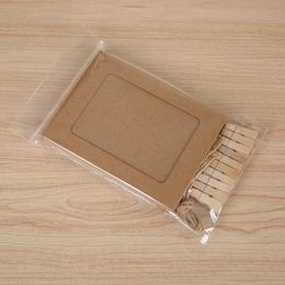 10 Stück DIY Bastelpapier-Fotorahmen mit Clips und 2 m Seil 12,7 cm Wand-Fotorahmen zum Aufhängen, für Fotoalbum, Heimdekoration