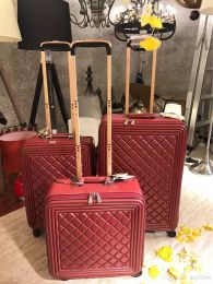 famous Designer Luggage set quality leather Suitcase bag,Universal wheels Carry-Ons,Grid pattern Carrier drag box horiz Fashion valise trunk