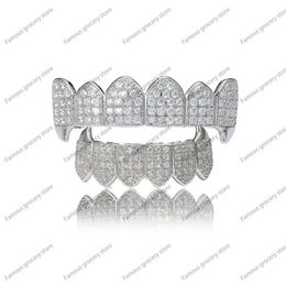 diamond grille Australia - 2021 Grills hip hop braces gold Fangs micro inlaid zircon teeth trend decorative body2242
