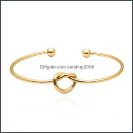Bangle Bracelets Jewelry Girl Simple Knot Heart Style Open Wire Wedding Party Fashion Women Love Accessories Dht6M
