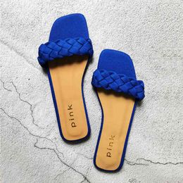 Slippers Summer Flat with Twist Fashion Comfort Outside Beach Shoes Ladies Slides Women Sandals Plus Size 37-42 220530