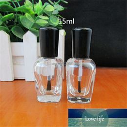 15ml Clear Empty Glass Nail Polish Bottle With Black Cap Brush glass nail polish bottle