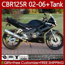 Bodywork +Tank cover For HONDA 125CC CBR-125R CBR 125 R CC CBR125R 02 03 04 05 06 Body 124No.69 CBR-125 CBR 125R 2002 2003 2004 2005 2006 CBR125RR 02-06 Fairing Glossy blk