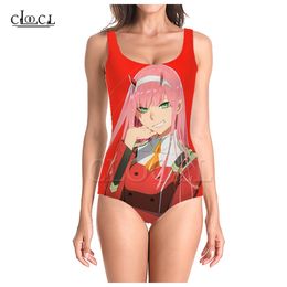 Anime Darling In The Franxx Zero Two 3D Print Onepiece Swimsuit Women Swimming Bathing Suit Sleeveless Slim Sexy Girl 220617