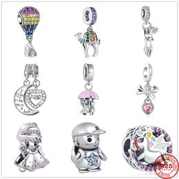 925 Sterling Silver Dangle Charm New Girl Boy I Love You Mom Balloon House Pendant Beads Bead Fit Pandora Charms Bracelet DIY Jewellery Accessories