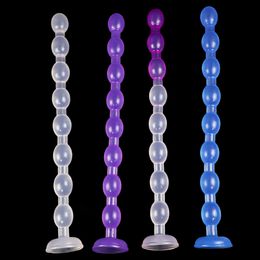 4 Colors Super Long Pull Beads Anal Plug Powerful Suction Cup Jelly Dildos Female Masturbation Adult sexy Toys for Woman Man Gay