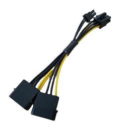Dual 4Pin IDE Molex to PCI-E PCI Express Graphics Video Display Card 8Pin ( 6Pin + 2Pin ) Power Supply Cable 18AWG 15cm for BTC