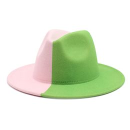2022 New Patchwork Design Felt Jazz Fedora Hat For Women Fashion Luxury Panama Party Trilby Cap Sombreros De Mujer
