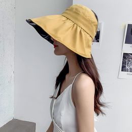 Wide Brim Hats Summer Sun Protection Hat For Women Cap Ladies Beach Visor Girl Holiday UV Empty Top Fold