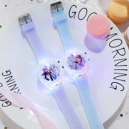 2022 New Watch Princess Aisha Children's Luminous Watches Student Silicone Colourful Lights Gifts for girls kids Waistwatches