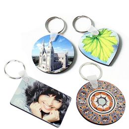 Wooden Blank Sublimation Keychain Party Favour Portable Double Sided Thermal Transfer Key Chain DIY Keyring Pendant Creative Gift DH988