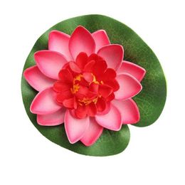 Decorative Flowers & Wreaths Colours Installed Floating Flower Artificial Water Lotus Lily Plant 10 Cm Pond Rose Plastic HeadDecorative