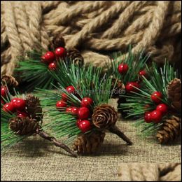 Christmas Decorations Festive Party Supplies Home Garden 10Pcs Mini Pine Needles Tree Accessories Gift Box Decoration Artificial Plants Or